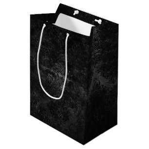 Bolsa De Regalo Mediana Velvety Onyx Damask Black Vampy Grunge Baroque