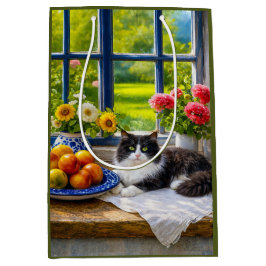 Bolsa De Regalo Mediana Ventana soleada, gato
