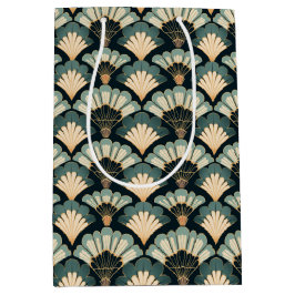 Bolsa De Regalo Mediana Ventilador Verde azulado y beige de inspiración ja