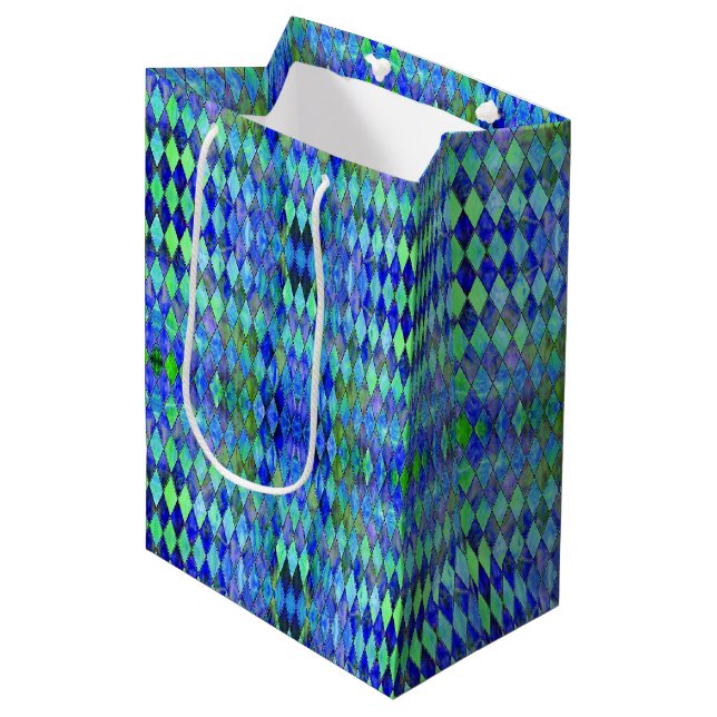Bolsa De Regalo Mediana Verde & Azul (Angulo Anverso)