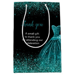 Bolsa De Regalo Mediana Verde azulado Blue Dress Faux Purpurina Sweet 16 C