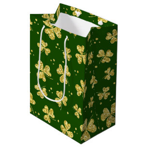 BOLSA DE REGALO MEDIANA VERDE CON PURPURINA DE ORO PARECEN VERGÜENZAS