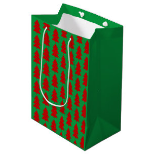 Bolsa De Regalo Mediana Verde de árbol de Navidad rojo