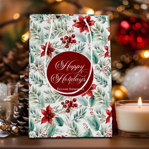 Bolsa De Regalo Mediana Verde de fiesta de Navidad corporativa Poinsettia 
