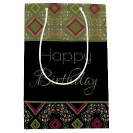 Bolsa De Regalo Mediana Verde Negro Y Olivo