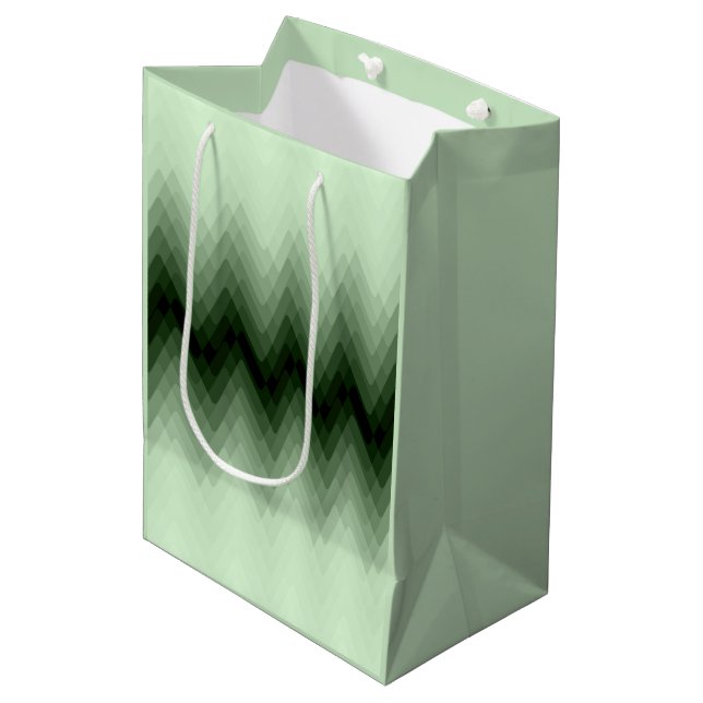 Bolsa De Regalo Mediana Verde oscuro y zigzag de menta. lanzar almohada (Angulo Anverso)