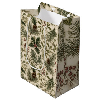 Bolsa De Regalo Mediana Verdes Navideños Botánicos
