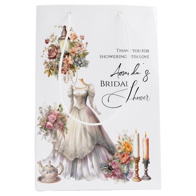 Bolsa De Regalo Mediana Vestido de novia victoriano caprichoso regadera de (Anverso)