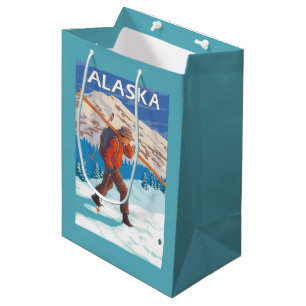 Bolsa De Regalo Mediana Viaje 3 del vintage de los esquís de la nieve del