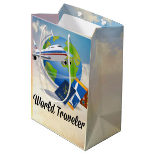 Bolsa De Regalo Mediana Viajero del mundo - Diseño #2