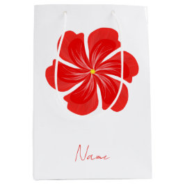 Bolsa De Regalo Mediana Vibrant Red Petal Bloom - Minimalist Floral Art