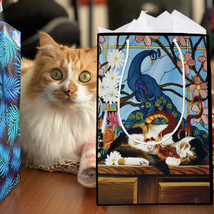 Bolsa De Regalo Mediana Vibrante Gato Atigrado Rojo Dragón Fantasía Juguet