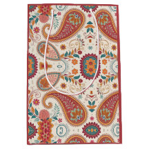 Vibrante patrón floral blanco paisley boho