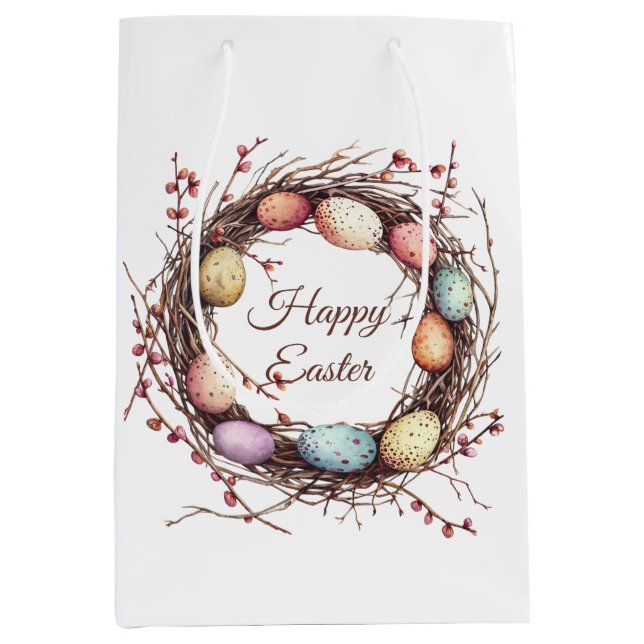 Bolsa De Regalo Mediana Vibrante Springtime Egg Nest Easter Brunch (Anverso)