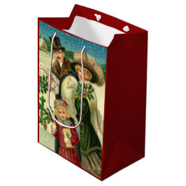 Bolsa De Regalo Mediana Victorian family in the snow Christmas scene
