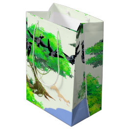 Bolsa De Regalo Mediana Vida de los bosques primaverales con aves y ardill