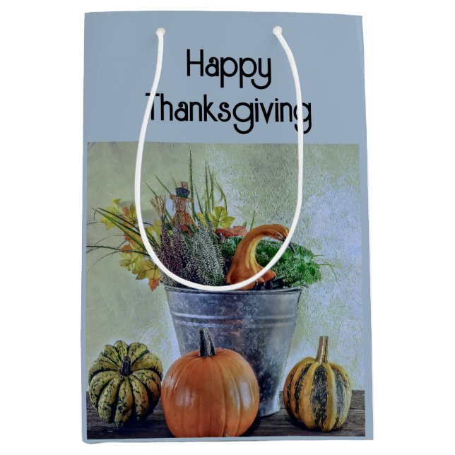 Bolsa De Regalo Mediana Vida residual del otoño con calabazas, flores (Anverso)