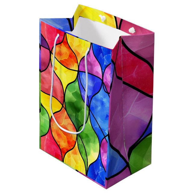 Bolsa De Regalo Mediana Vidrio con manchas de arco iris acuático (Angulo Anverso)