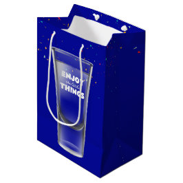 Bolsa De Regalo Mediana Vidrio de cumpleaños con texto y confetti