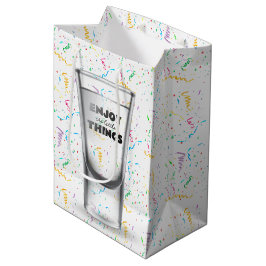 Bolsa De Regalo Mediana Vidrio De Cumpleaños Incendiado En Confetti