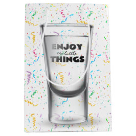 Bolsa De Regalo Mediana Vidrio De Cumpleaños Incendiado En Confetti