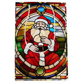Bolsa De Regalo Mediana Vidrio Fundido en Faux Sed Sitting Sitting Santa N
