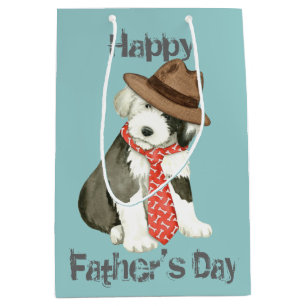 Bolsa De Regalo Mediana Viejo papá inglés del perro pastor