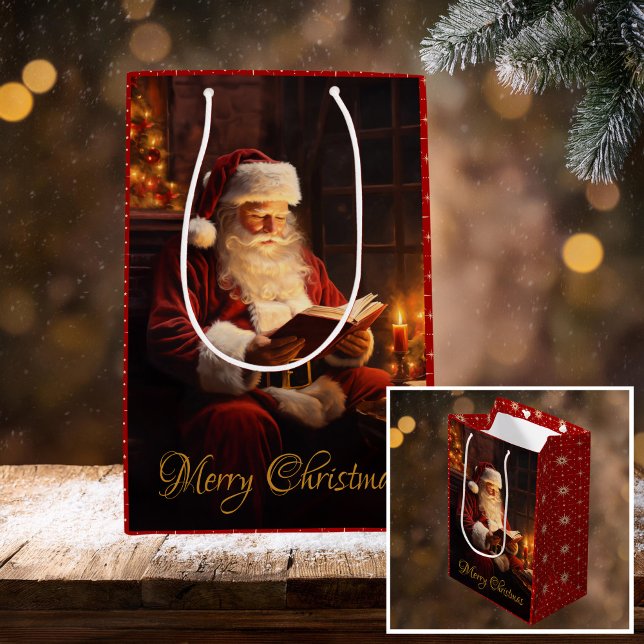 Bolsa De Regalo Mediana Viejo Santa leyendo un libro (Subido por el creador)
