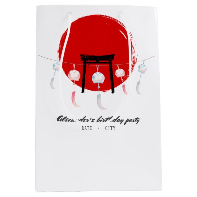 Bolsa De Regalo Mediana Viento de la fiesta de cumpleaños de Hibachi prome (Anverso)