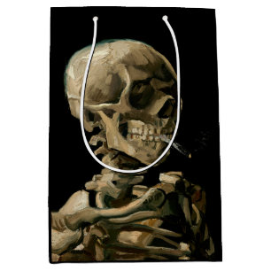 Bolsa De Regalo Mediana Vincent van Gogh - Calavera con cigarrillo en llam