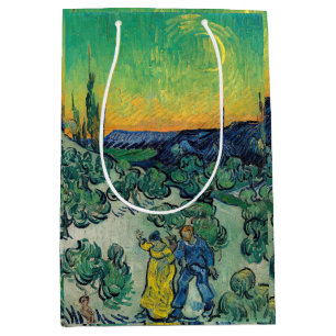 Bolsa De Regalo Mediana Vincent van Gogh - Paisaje iluminado por luna con