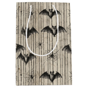 Bolsa De Regalo Mediana Vintage Bats and Spiderwebs en tiras angustiadas