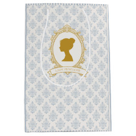 Bolsa De Regalo Mediana Vintage Blue Regency Cameo Bridal Shower