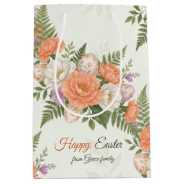 Bolsa De Regalo Mediana Vintage Botánico Floral de Pascua Albaricoque 