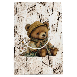 Bolsa De Regalo Mediana Vintage Brown Teddy Bear