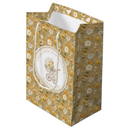 Bolsa De Regalo Mediana Vintage Carriage Mustard Floral Baby Shower