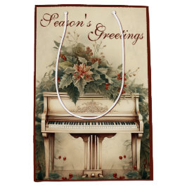 Bolsa De Regalo Mediana Vintage Christmas Music Grand Piano Greeneration