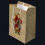 Bolsa De Regalo Mediana Vintage Christmas Old World Santa Claus<br><div class="desc">Bolsa de regalo con un viejo Navidad del Viejo Mundo, Santa Claus. El clásico santa del viejo mundo, con su famoso abrigo rojo y llevando una bolsa llena de juguetes. Este Santa de la vieja usanza es delgado y tiene un bastón para caminar por la tierra regalando juguetes a todos...</div>