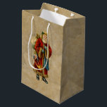 Bolsa De Regalo Mediana Vintage Christmas Old World Santa Claus<br><div class="desc">Bolsa de regalo con un viejo Navidad del Viejo Mundo, Santa Claus. El clásico santa del viejo mundo, con su famoso abrigo rojo y llevando una bolsa llena de juguetes. Este Santa de la vieja usanza es delgado y tiene un bastón para caminar por la tierra regalando juguetes a todos...</div>