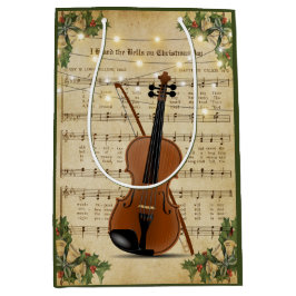 Bolsa De Regalo Mediana Vintage Christmas Sheet Music and Violin