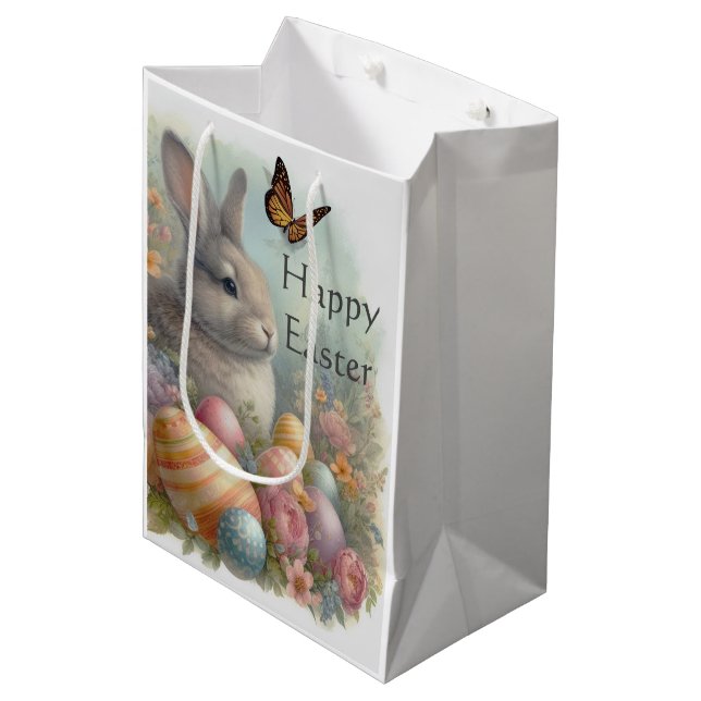 Bolsa De Regalo Mediana Vintage Easter Bunny Holiday (Angulo Anverso)