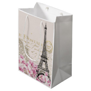 Bolsa De Regalo Mediana Vintage elegante de la torre Eiffel
