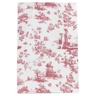 Bolsa De Regalo Mediana Vintage English Floral Toile de Jouy-Pink
