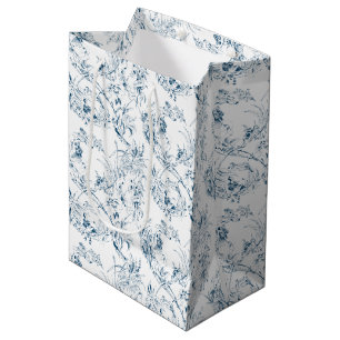 Bolsa De Regalo Mediana Vintage Floral Fantasía Fantasía Francesa-Azul