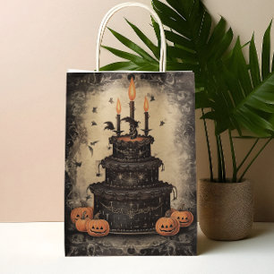 Bolsa De Regalo Mediana Vintage Halloween Cake Cumpleaños