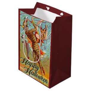 Bolsa De Regalo Mediana Vintage Happy Halloween Dancing in Jester