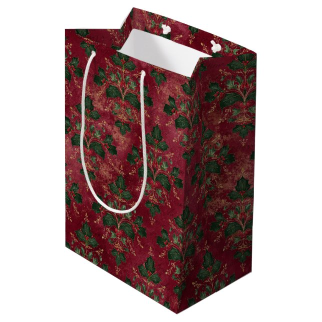 Bolsa De Regalo Mediana Vintage Holly Damask Pattern  (Angulo reverso)