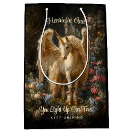 Bolsa De Regalo Mediana Vintage Pegasus Fantasy Forest Unicorn Whimsical