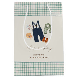 Bolsa De Regalo Mediana Vintage Plaid Boy Clothes Baby Shower