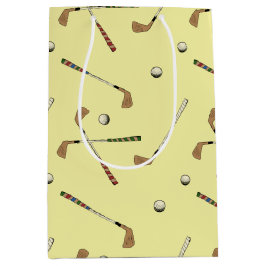 Bolsa De Regalo Mediana Vintage Retro Golf Golf Club Ball Pattern Amarillo